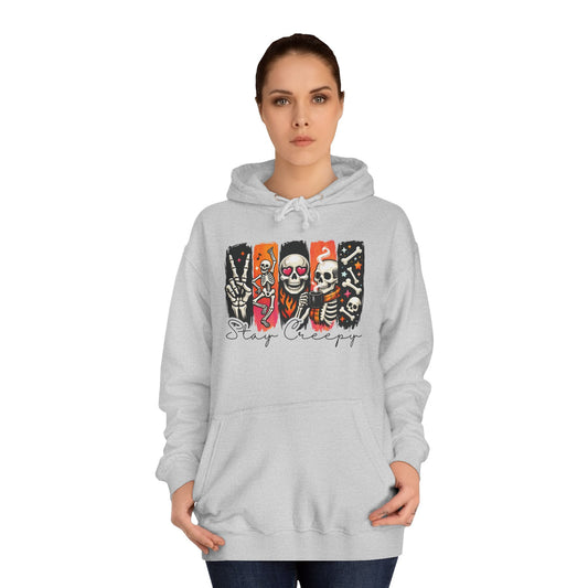 Stay Creepy Hoodie — Retro Halloween Skeleton Graphic Hoodie