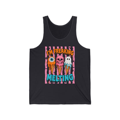 Funny Melting Ice Cream Tank Top — "I’m Freaking Melting" Cute Spooky Summer Graphic