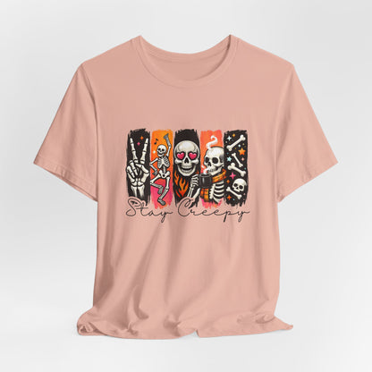 Stay Creepy Skull Quartet Tee | Halloween Skeleton Graphic