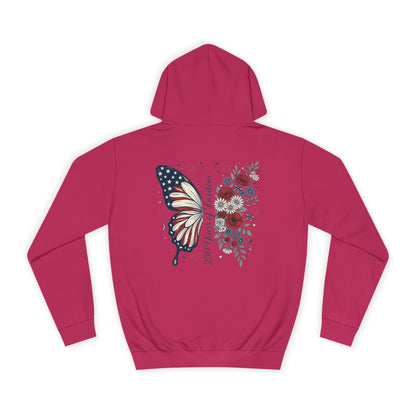 Butterfly Flag Hoodie — American Stars & Floral Back Graphic