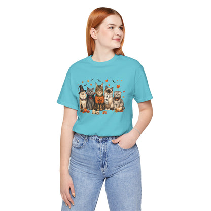 Cats in Halloween Costumes T-Shirt | Cute Pumpkin Kitty Design