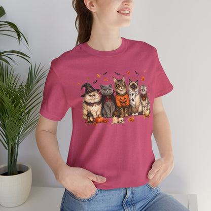 Cats in Halloween Costumes T-Shirt | Cute Pumpkin Kitty Design