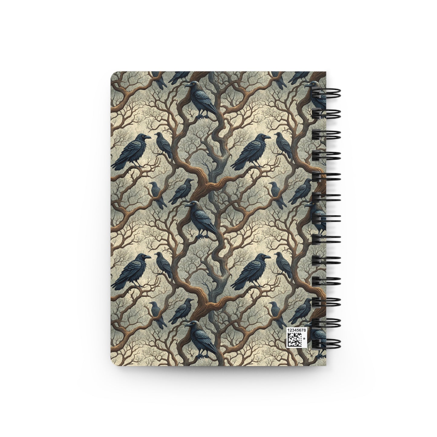 Raven Tree Pattern Spiral Journal | Gothic Crow Illustration, Lined Notebook