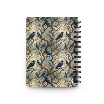Raven Tree Pattern Spiral Journal | Gothic Crow Illustration, Lined Notebook