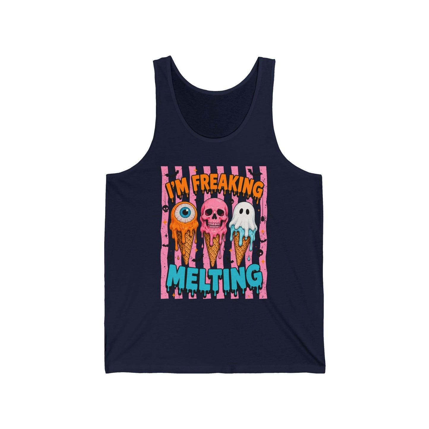 Funny Melting Ice Cream Tank Top — "I’m Freaking Melting" Cute Spooky Summer Graphic