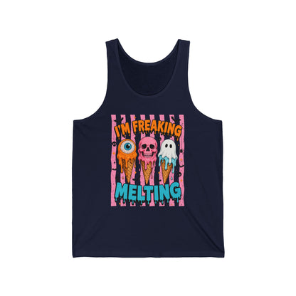 Funny Melting Ice Cream Tank Top — "I’m Freaking Melting" Cute Spooky Summer Graphic