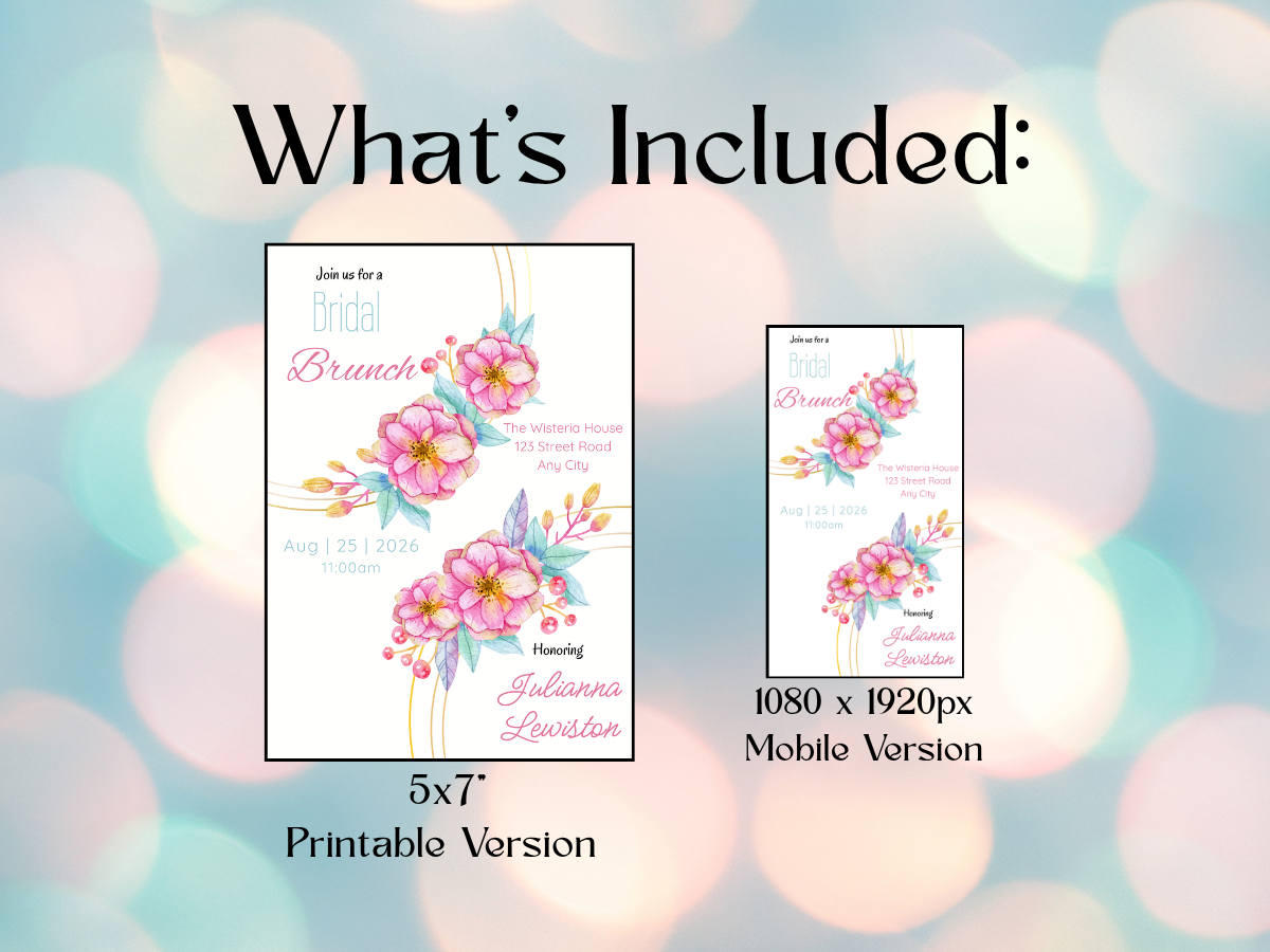 Pink Bridal Shower Invite - Editable Canva Template